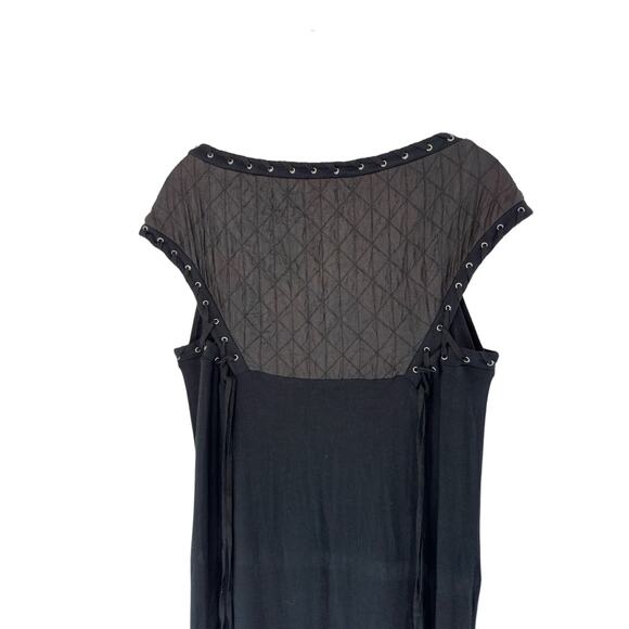 All Saints Spitafields Black Fairy Grunge Quilted Whipstitch Shirt Dress Size 8 - Picture 6 of 9